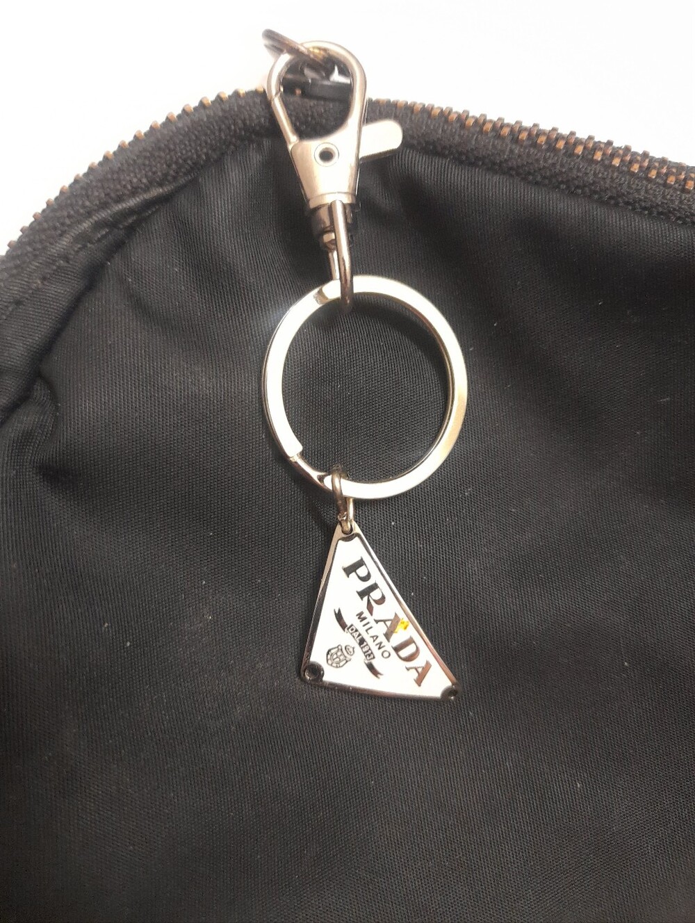 Authentic PRADA Triangle Logo Keychain Bag Charm